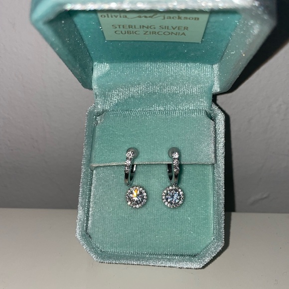 Sterling Silver Cubic Zirconia Hoop Earrings and Stud Earrings - Picture 4 of 7